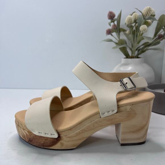 Nisolo All Day Open Toe Clog Platform Chunky Wood Heel Brandy Women's 8.5 FLAW - Picture 1 of 13